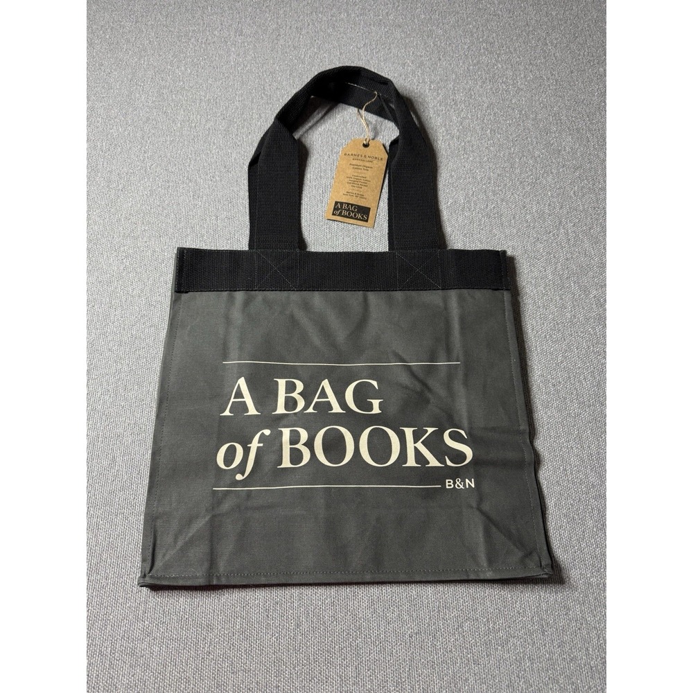 Barnes & Noble "Bag of Books" Gray Cotton Tote Bag New With Tags Reading Tote